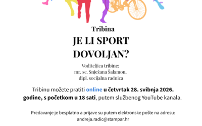 Tribina za roditelje “Je li sport dovoljan?”